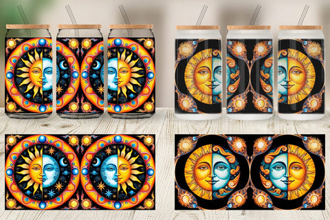 Glass Can Sun and Moon Surrealism Sublimation artnoy 