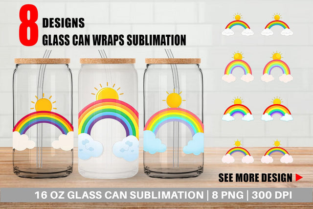 Glass Can Sun and Rainbow Sublimation artnoy 