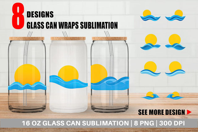 Glass Can Sun and Waves Sublimation artnoy 