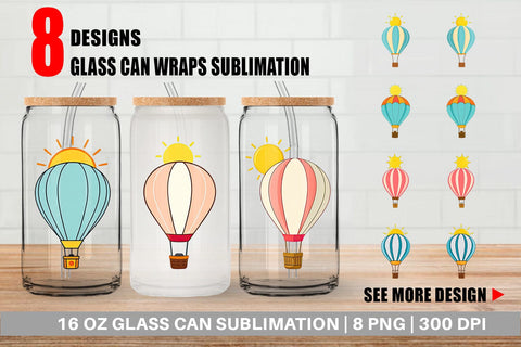 Glass Can Sun Hot Air Balloon Sublimation artnoy 