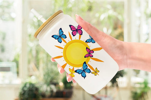 Glass Can Sun with Butterfly Sublimation artnoy 