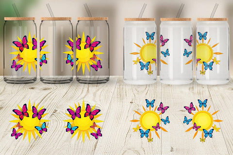 Glass Can Sun with Butterfly Sublimation artnoy 