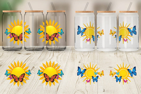 Glass Can Sun with Butterfly Sublimation artnoy 