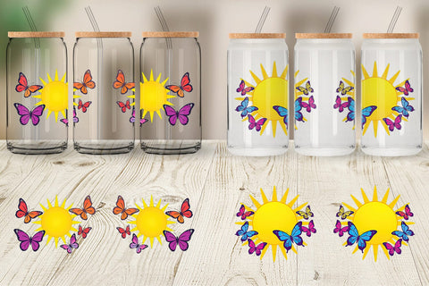 Glass Can Sun with Butterfly Sublimation artnoy 