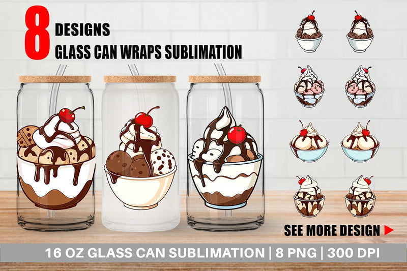 Glass Can Sundae Delight Sublimation artnoy 