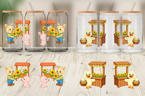 Glass Can Sunflower Farm Friends Sublimation artnoy 