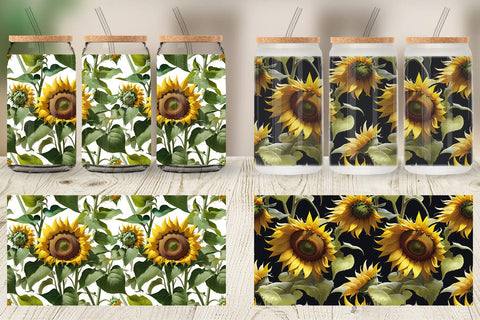 Glass Can Sunflower Pattern Sublimation artnoy 