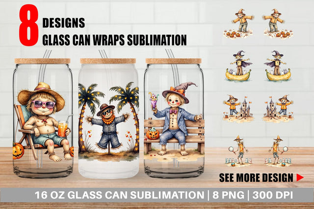Glass Can Sunny Scarecrow Fun Sublimation artnoy 