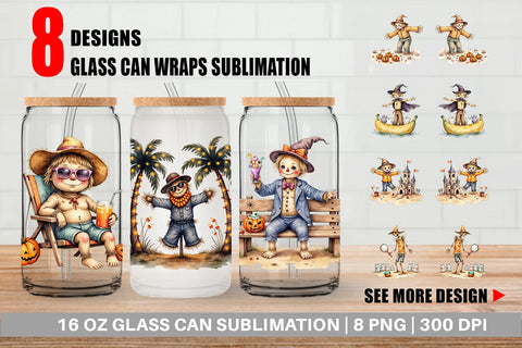 Glass Can Sunny Scarecrow Fun Sublimation artnoy 