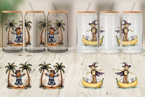Glass Can Sunny Scarecrow Fun Sublimation artnoy 
