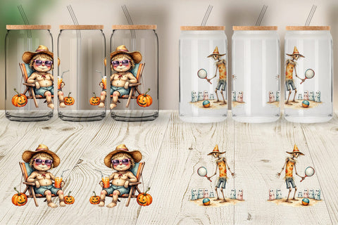 Glass Can Sunny Scarecrow Fun Sublimation artnoy 