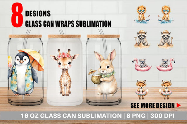Glass Can Sunny Season Friends Sublimation artnoy 