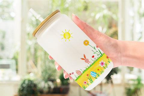 Glass Can Sunny Sky with Easter Sublimation artnoy 