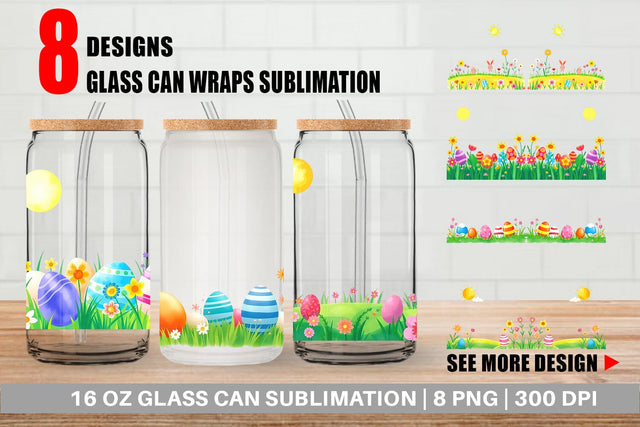 Glass Can Sunny Sky with Easter Sublimation artnoy 
