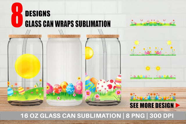Glass Can Sunny Sky with Easter Sublimation artnoy 