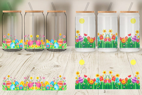 Glass Can Sunny Sky with Easter Sublimation artnoy 
