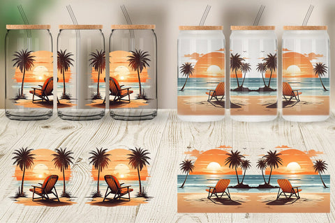Glass Can Sunset Beach Chair Sublimation artnoy 