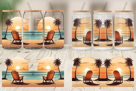 Glass Can Sunset Beach Chair Sublimation artnoy 