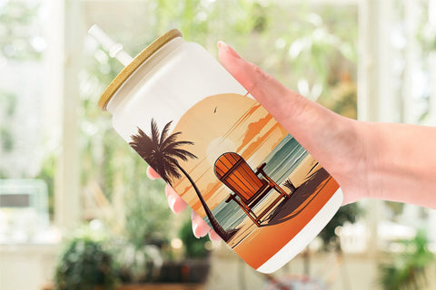 Glass Can Sunset Beach Chair Sublimation artnoy 