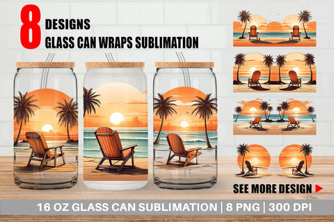 Glass Can Sunset Beach Chair Sublimation artnoy 