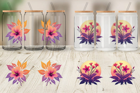 Glass Can Sunset Florals Sublimation artnoy 