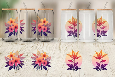 Glass Can Sunset Florals Sublimation artnoy 
