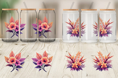 Glass Can Sunset Florals Sublimation artnoy 