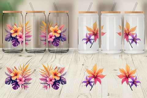 Glass Can Sunset Florals Sublimation artnoy 