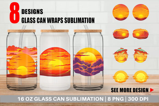 Glass Can Sunset Sublimation artnoy 