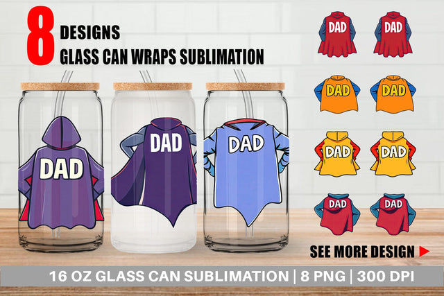 Glass Can Super Dad Sublimation artnoy 
