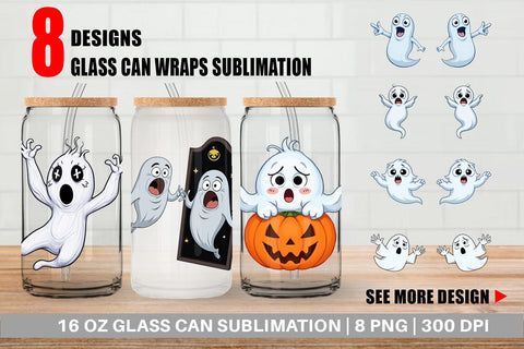 Glass Can Surprised Ghosts Sublimation artnoy 
