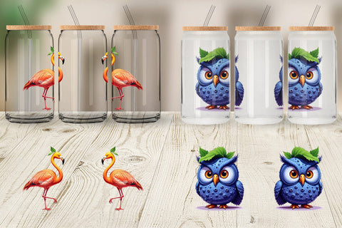 Glass Can Surreal Fruit Animals Sublimation artnoy 