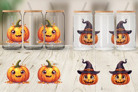 Glass Can Surreal Pumpkins Sublimation artnoy 