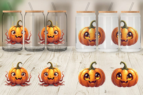 Glass Can Surreal Pumpkins Sublimation artnoy 