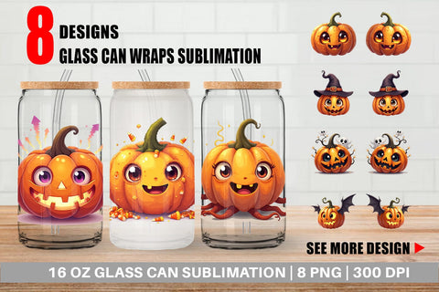 Glass Can Surreal Pumpkins Sublimation artnoy 