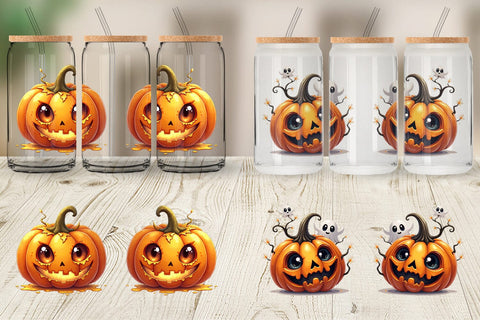 Glass Can Surreal Pumpkins Sublimation artnoy 