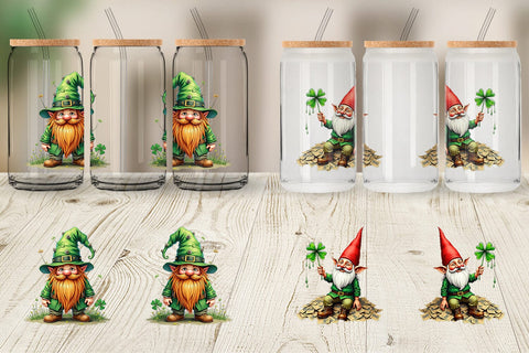 Glass Can Surreal Shamrock Grunge St. Patrick's Trashcore Gnome Sublimation artnoy 