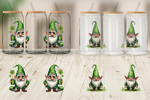 Glass Can Surreal Shamrock Grunge St. Patrick's Trashcore Gnome Sublimation artnoy 