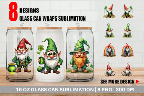 Glass Can Surreal Shamrock Grunge St. Patrick's Trashcore Gnome Sublimation artnoy 