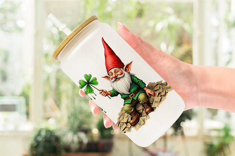 Glass Can Surreal Shamrock Grunge St. Patrick's Trashcore Gnome Sublimation artnoy 