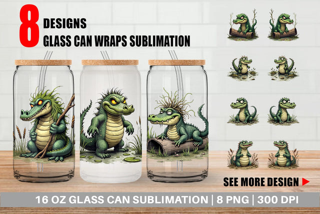 Glass Can Swamp Gator Sublimation artnoy 