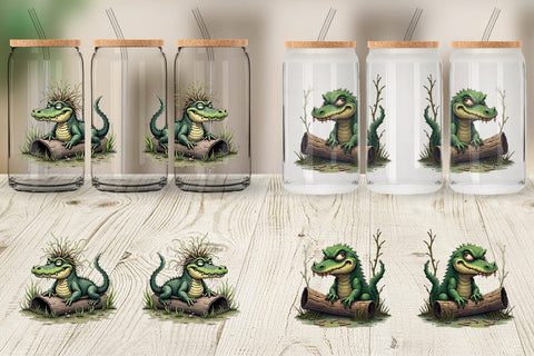 Glass Can Swamp Gator Sublimation artnoy 