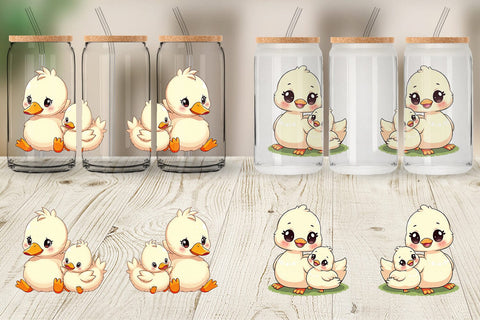 Glass Can Swan Mother's Day Sublimation artnoy 