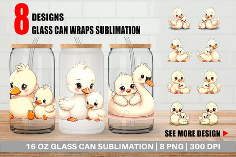 Glass Can Swan Mother's Day Sublimation artnoy 