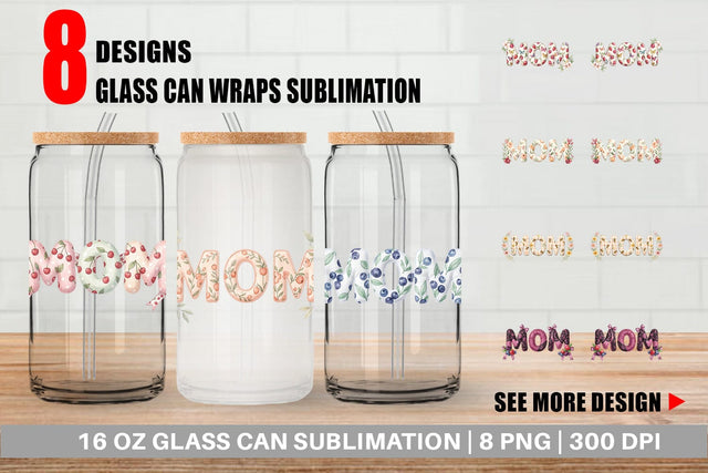 Glass Can Sweet Berry MOM Cottagecore Watercolor Sublimation artnoy 