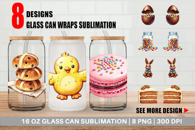 Glass Can Sweet Easter Treats and Desserts Watercolor Sublimation artnoy 
