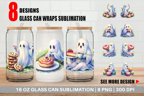 Glass Can Sweet Pastry Coffee Ghost Sublimation artnoy 