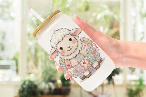 Glass Can Sweet Picnic Patchwork Watercolor Sublimation artnoy 