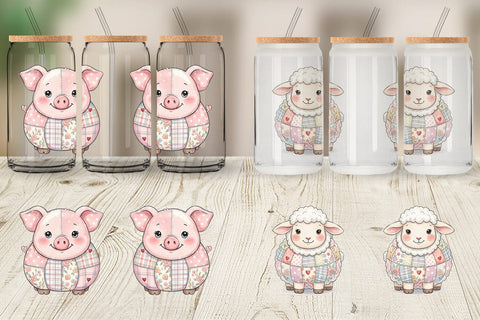 Glass Can Sweet Picnic Patchwork Watercolor Sublimation artnoy 