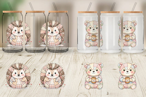Glass Can Sweet Picnic Patchwork Watercolor Sublimation artnoy 